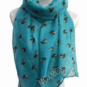 Blue Scarf with Cartoon Print